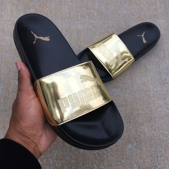 Gold Kids Puma Ledcat Jr Slides - Picture 8 of 8